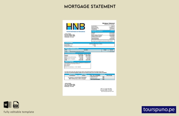 listo para imprimir el extracto de hipoteca del Banco Nacional Hatton de Sri Lan